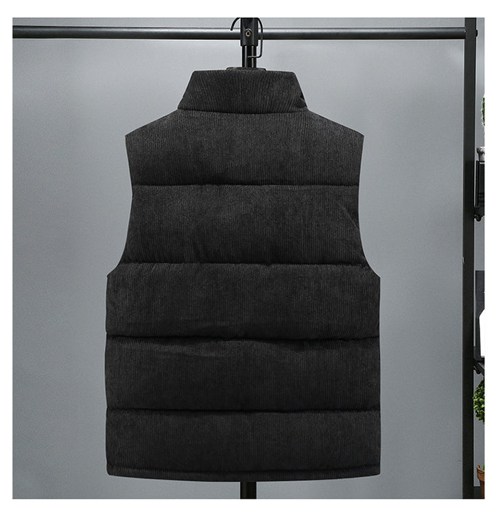 Men's Corduroy Padded Vest – Warm Quilted Slim Fit Layer