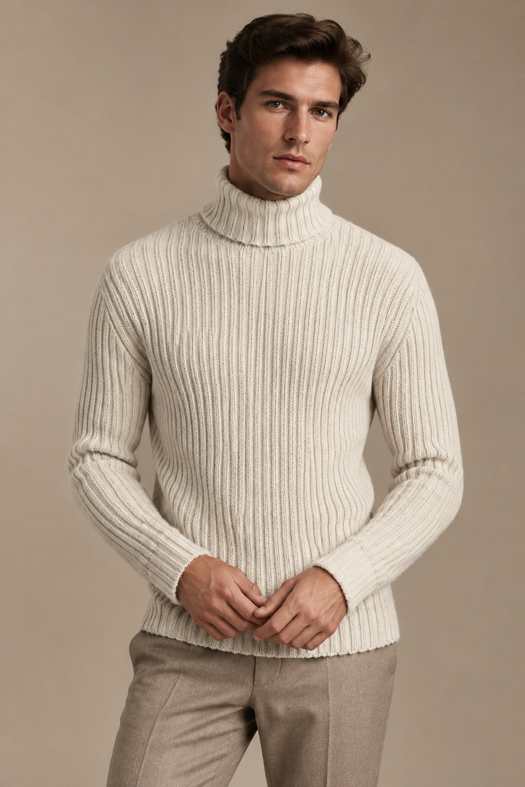 Men's Turtleneck Sweater – Slim Fit Knit, Classic Solid Style