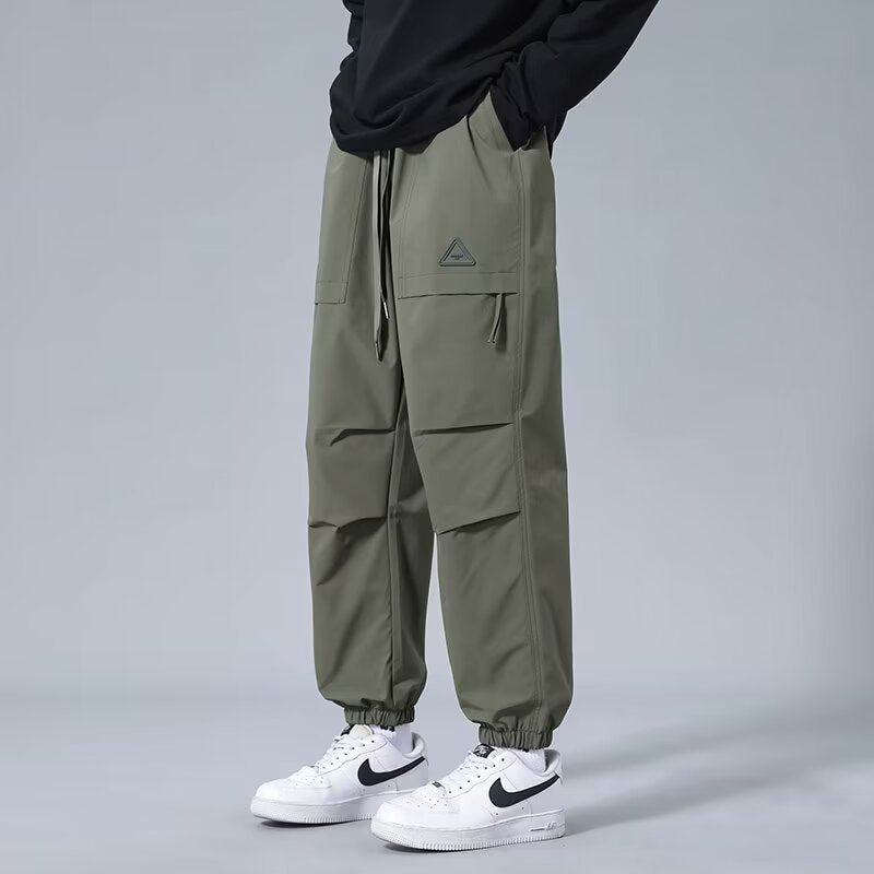 Men's Baggy Straight Trousers – Structured Cotton Full-Length Fit
