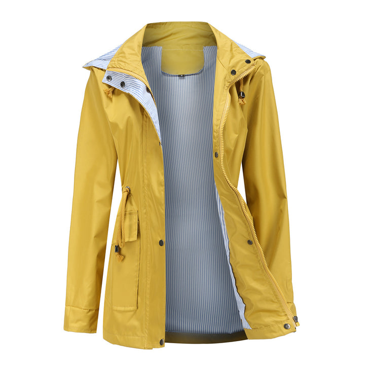 Women's Lightweight Jacket with Striped Lining, Adjustable Waist