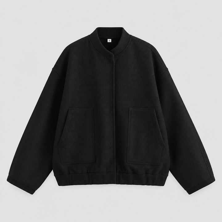 Women's Mandarin Collar Coat – Hidden Button Streetwear Layering