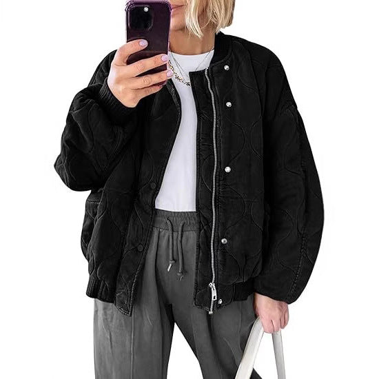Women's Cotton Jacket – Loose Fit Pilot Baseball Style