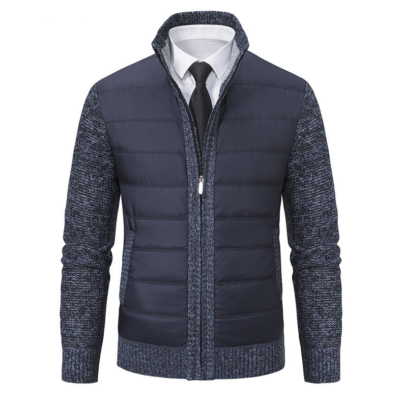 Men's Fleece-Lined Cardigan Coat – Stand Collar & Thickened Layer