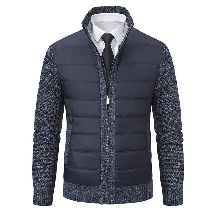 Men's Fleece-Lined Cardigan Coat – Stand Collar & Thickened Layer
