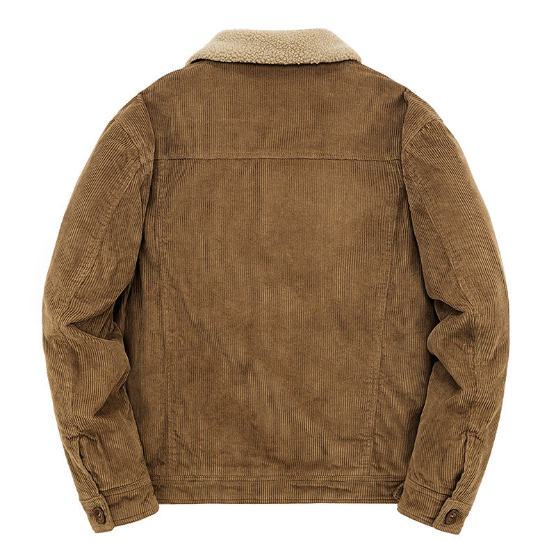 Men's Fleece-Lined Cotton Coat – Insulated Extra Thick Cardigan Coat