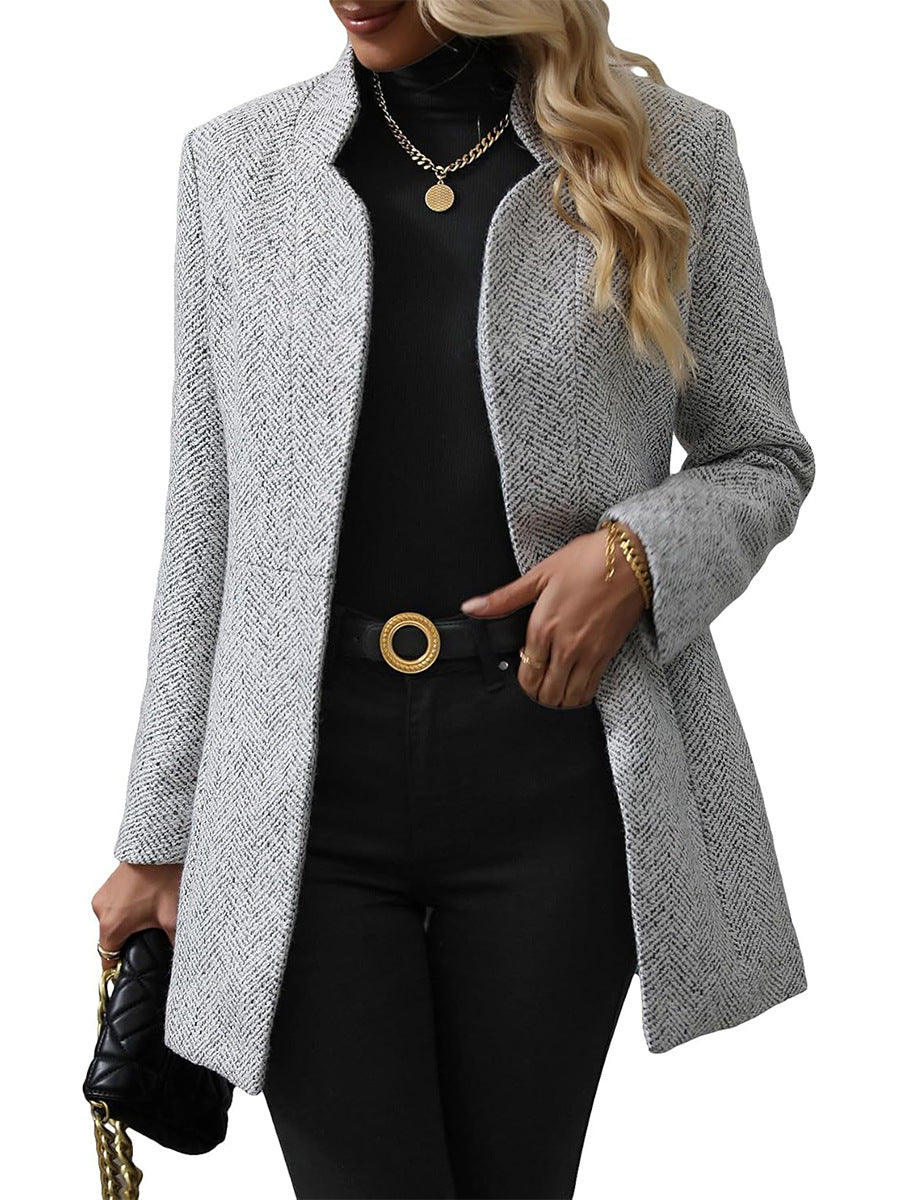 Women's Slim Fit Cotton Coat – Medium Length Tailored Commute Style