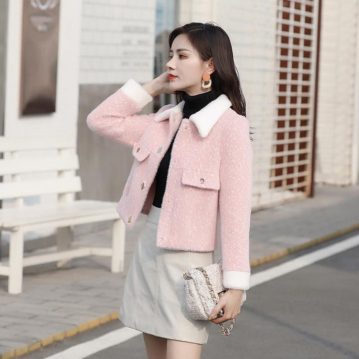 Women's Woolen Coat – Relaxed Fit, Waist-Length Silhouette