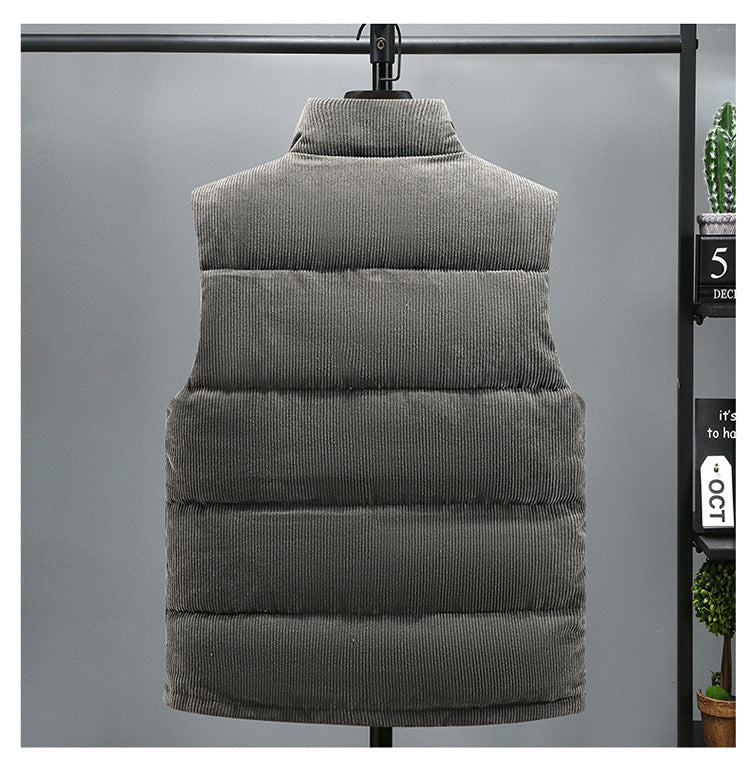 Men's Corduroy Padded Vest – Warm Quilted Slim Fit Layer