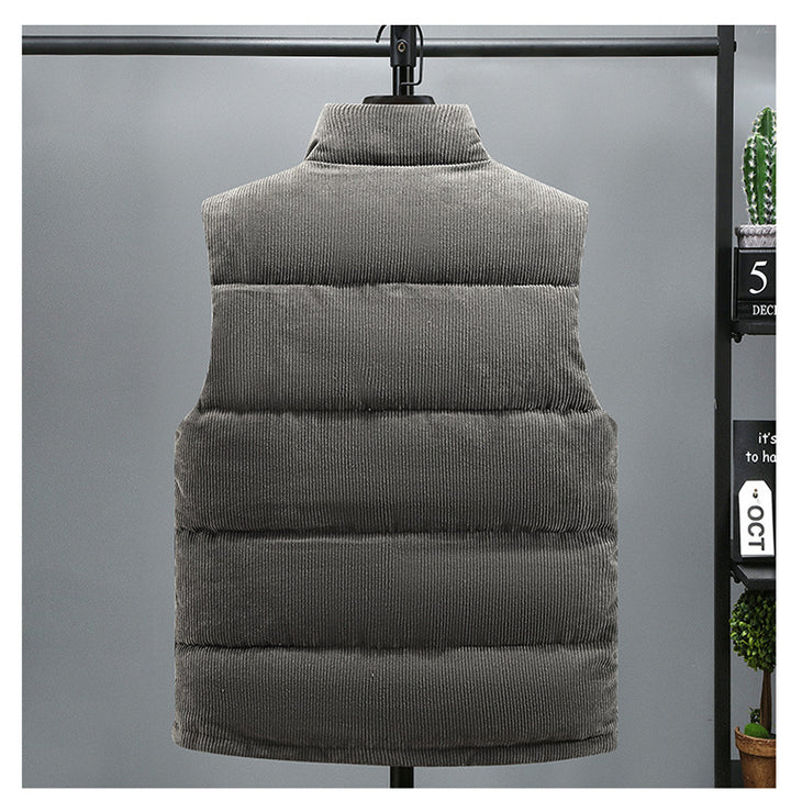 Men's Corduroy Padded Vest – Warm Quilted Slim Fit Layer