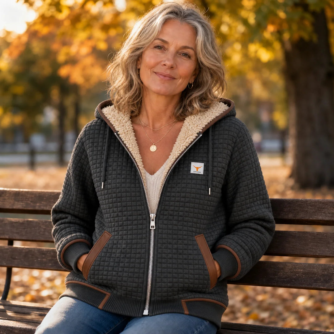 Women's Printed Half-Zip Hoodie – Retro Artistic Pattern Pullover