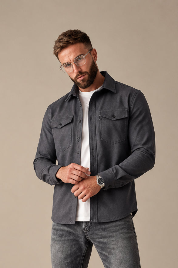 Men's Brushed Cotton Slim Fit Shirt – Thickened Casual Design