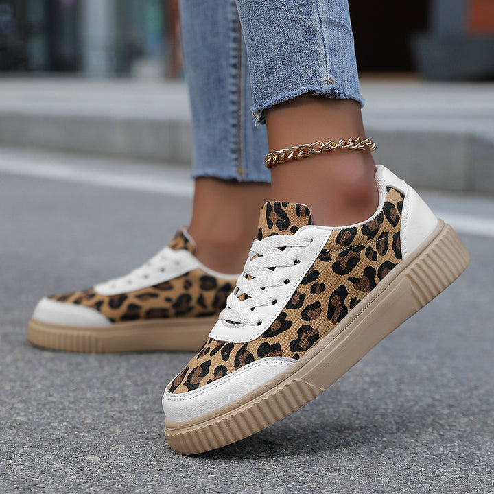 Leopard Print Sneakers for Women – Breathable Mesh Low-Top Shoes
