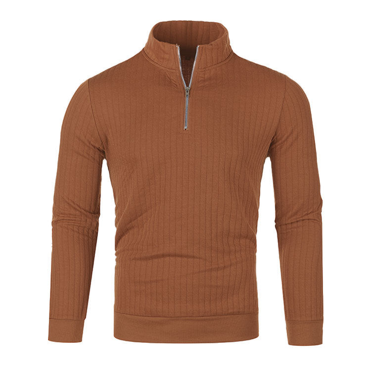 Men's Slim Quarter-Zip Sweater – Soft Knit Stand Collar Pullover