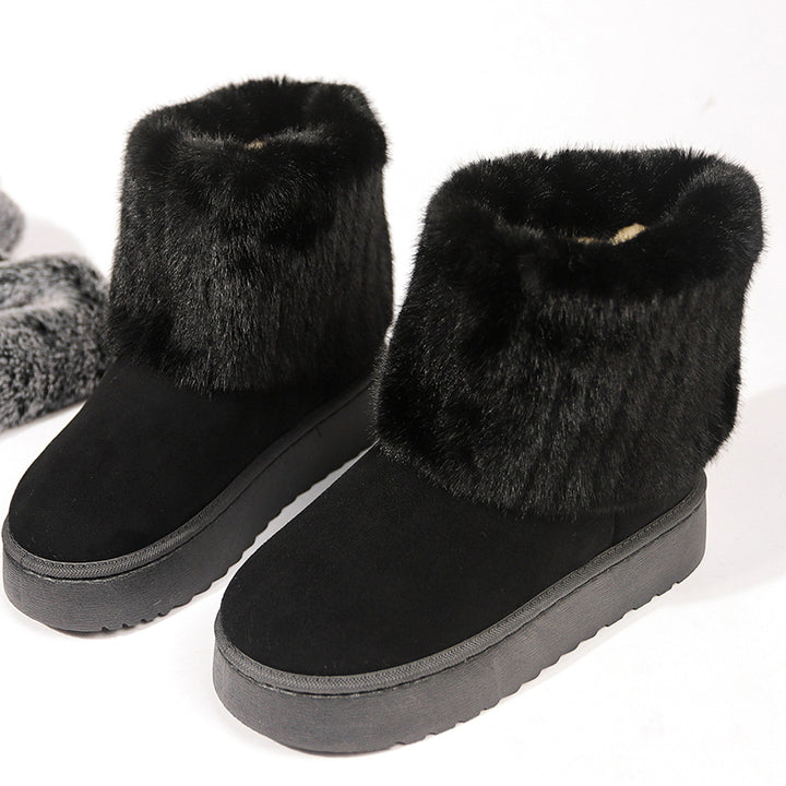 Women's Matte Leather Snow Boot – Cushioned Platform Sole