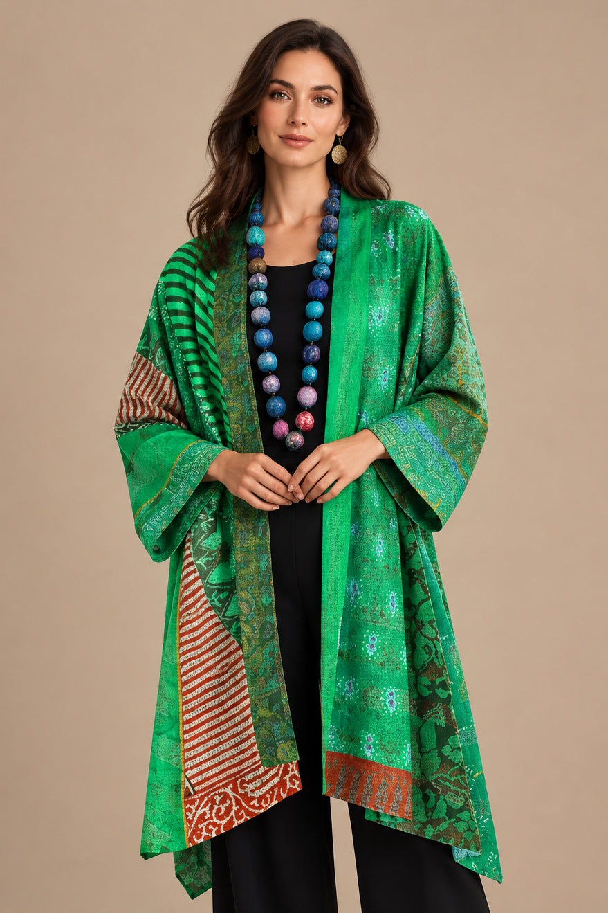 Women's Printed Cotton Linen Jacket – Relaxed Long Sleeve