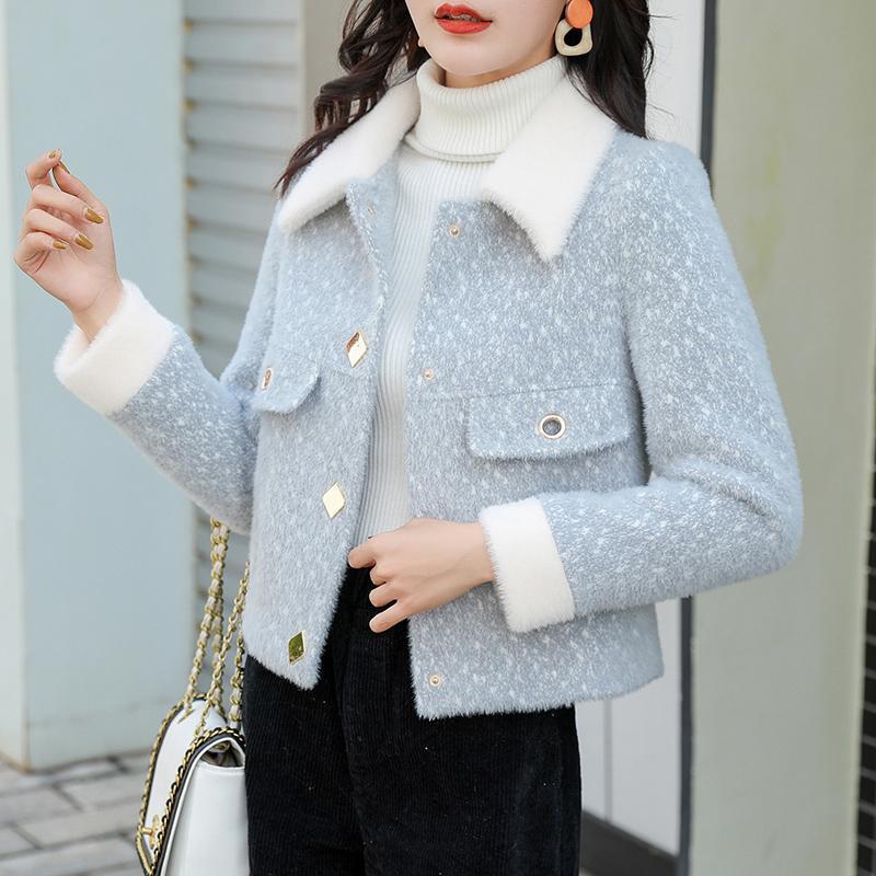 Women's Woolen Coat – Relaxed Fit, Waist-Length Silhouette
