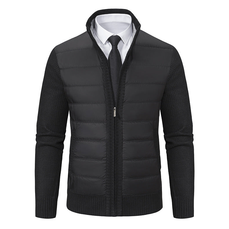Men's Fleece-Lined Cardigan Coat – Stand Collar & Thickened Layer