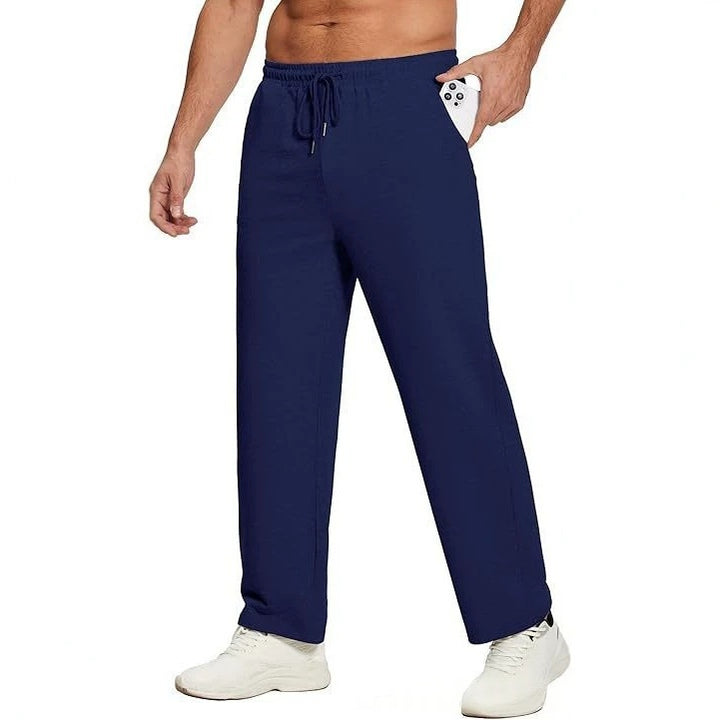 Men's Athletic Pant – Stretch Fabric Straight Leg Drawstring Trousers