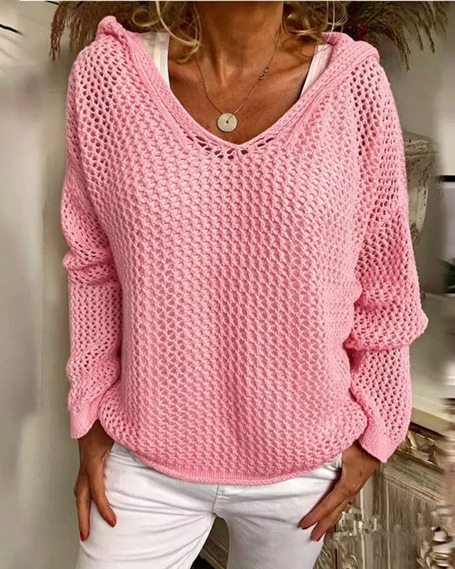 Women's Mesh Hoodie - Hollow-Out Long Sleeve Lightweight Layer