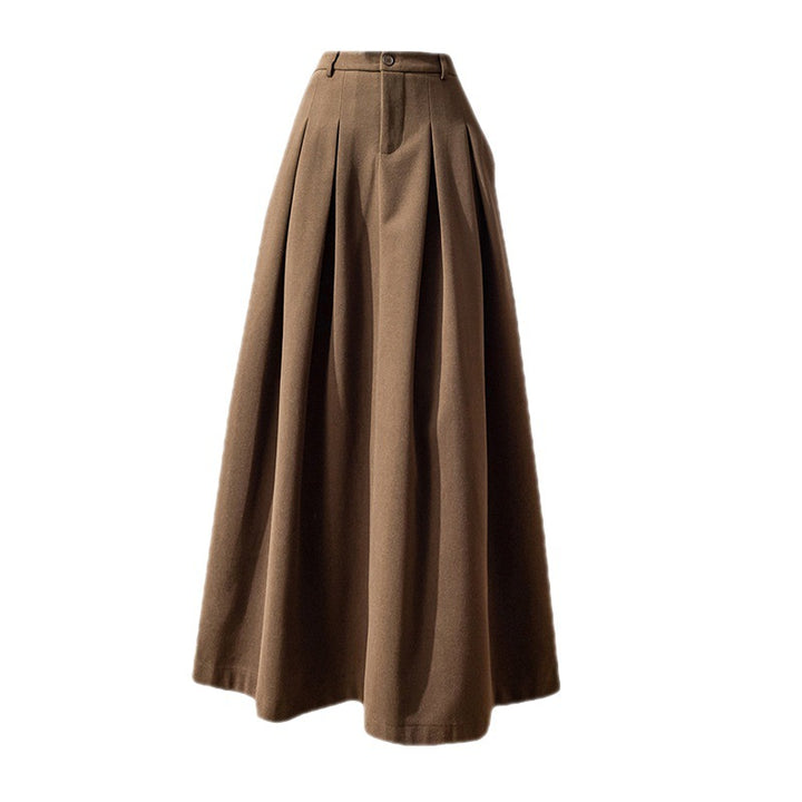 Women's Midi Skirt in Metal Silk – Pleated High Waist Swing Style