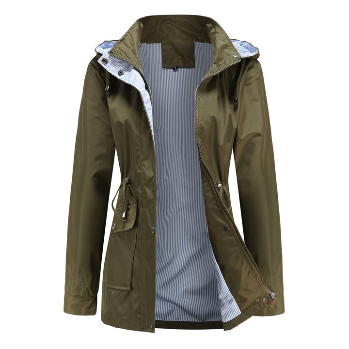 Women's Lightweight Jacket with Striped Lining, Adjustable Waist