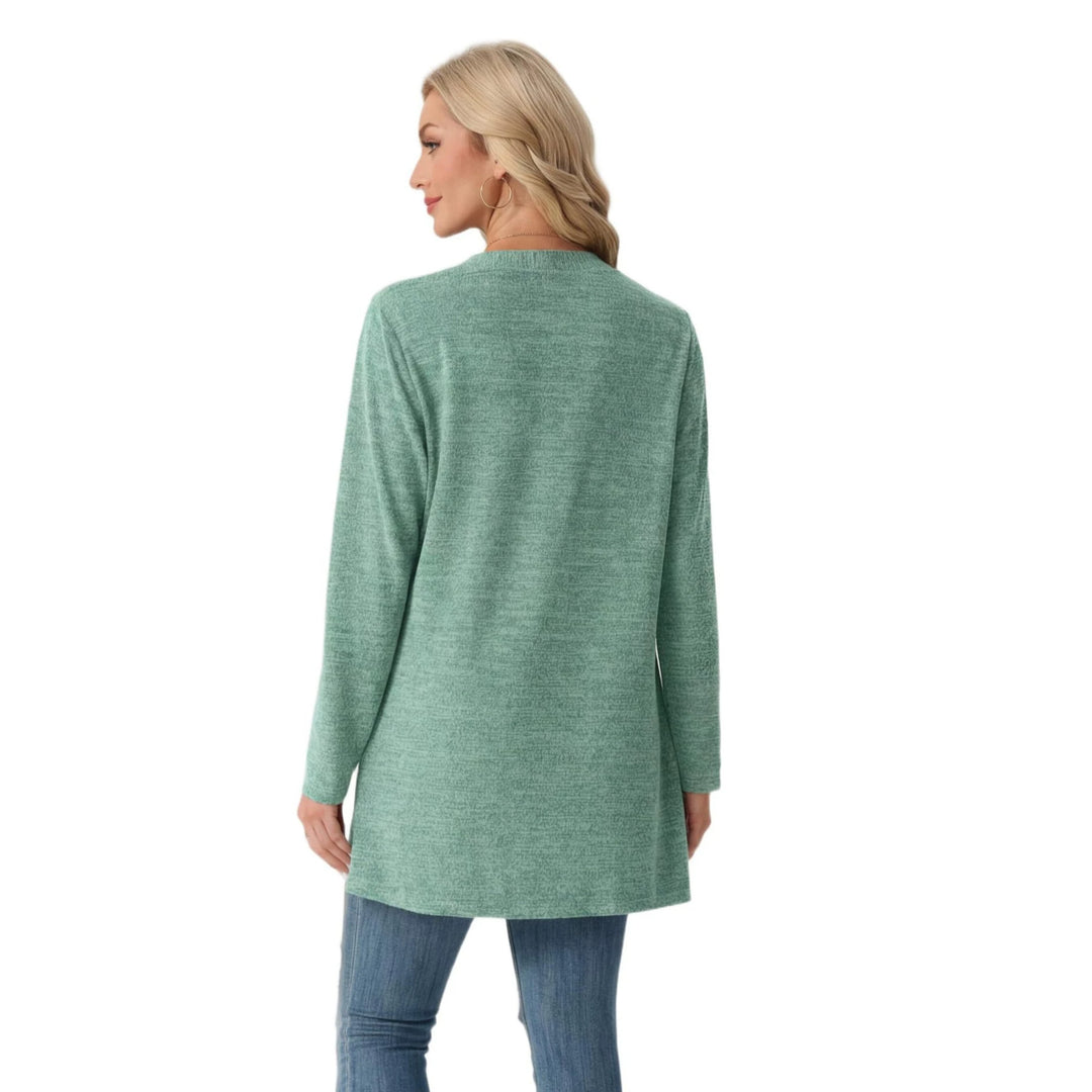 Women's Knit Cardigan – Open-Front Design with Patch Pockets
