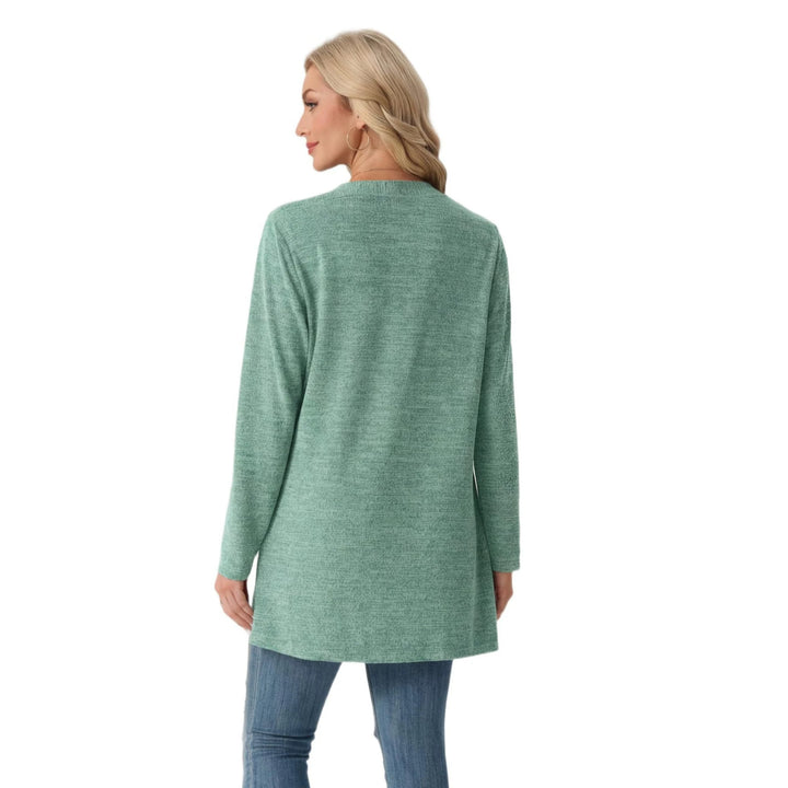 Women's Knit Cardigan – Open-Front Design with Patch Pockets