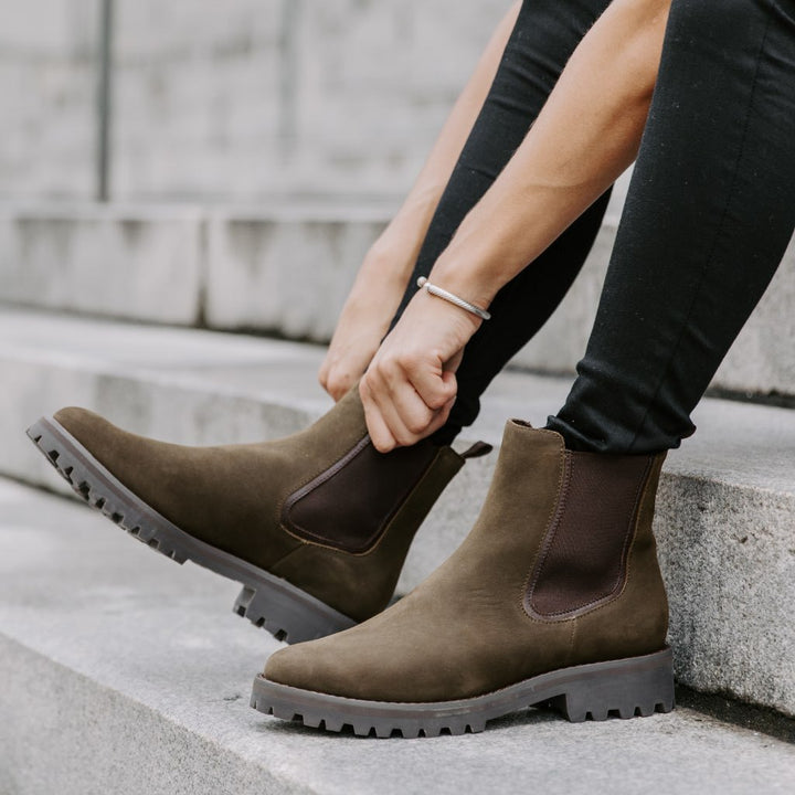 Women's Chunky Platform Ankle Boot – Vegan Leather Round Toe