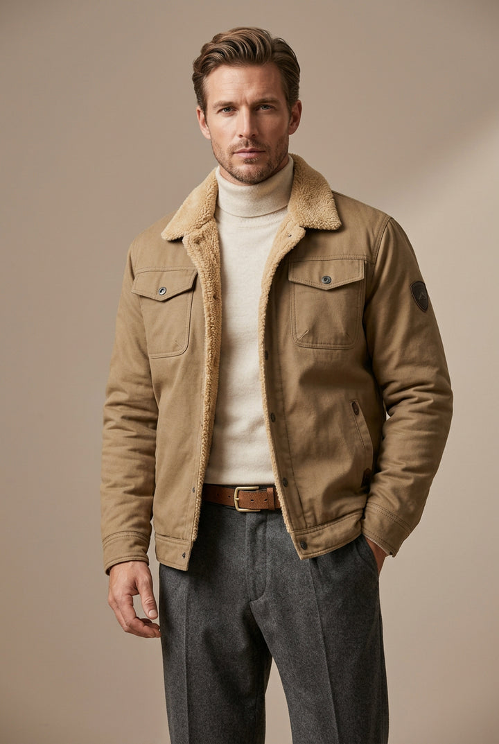 Men's Workwear Jacket – Cotton, Solid Color, Durable & Comfortable