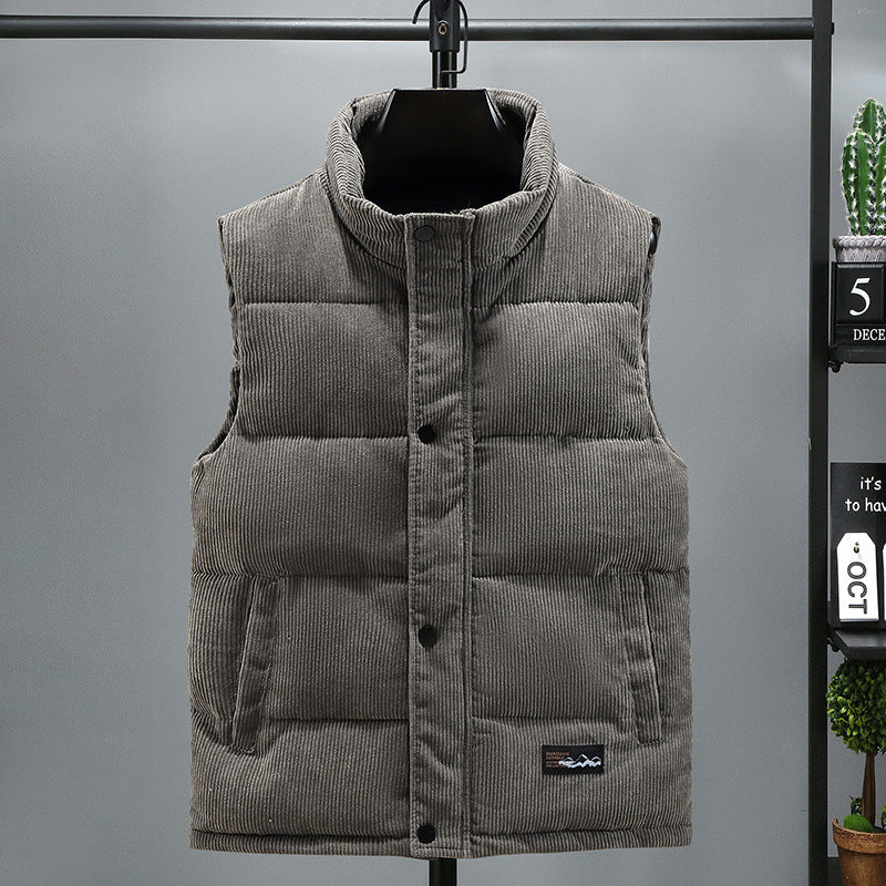 Men's Corduroy Padded Vest – Warm Quilted Slim Fit Layer
