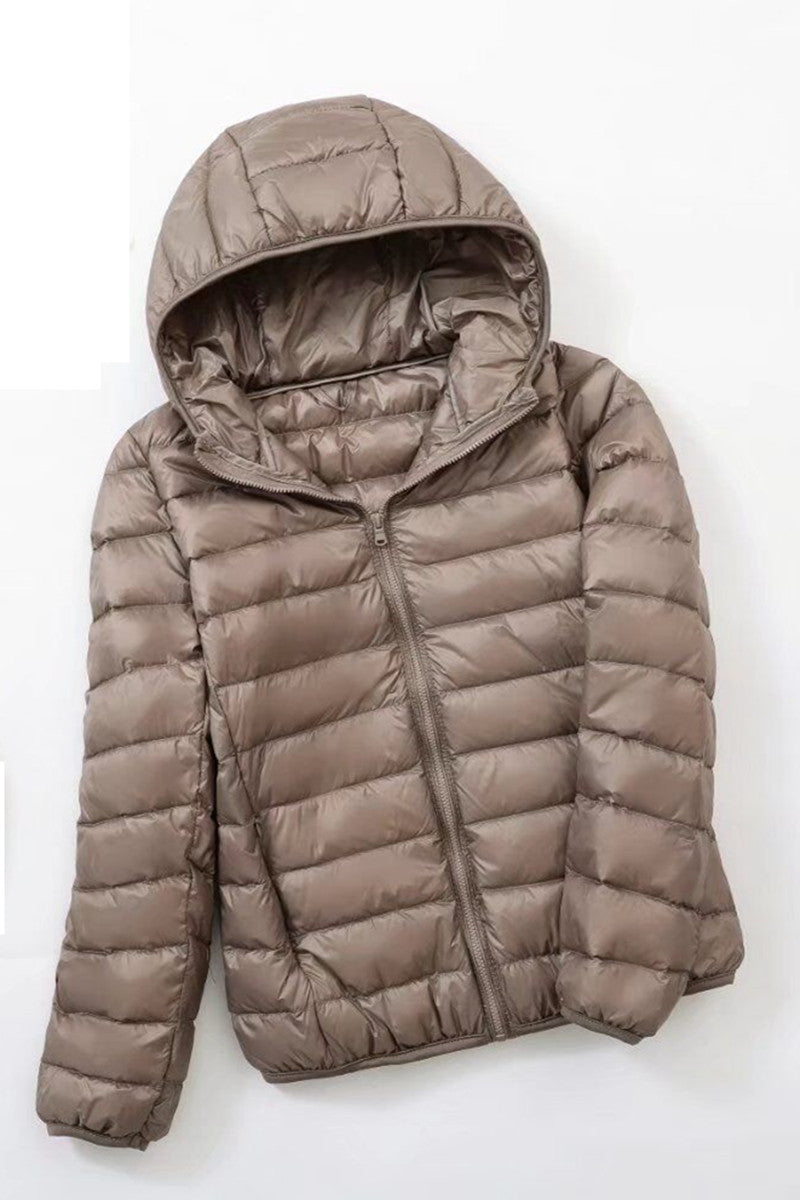 Women's Lightweight Down Jacket – Hooded Loose Fit