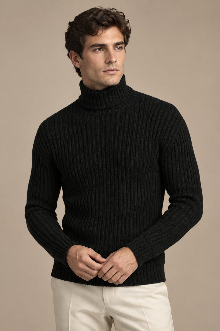 Men's Turtleneck Sweater – Slim Fit Knit, Classic Solid Style