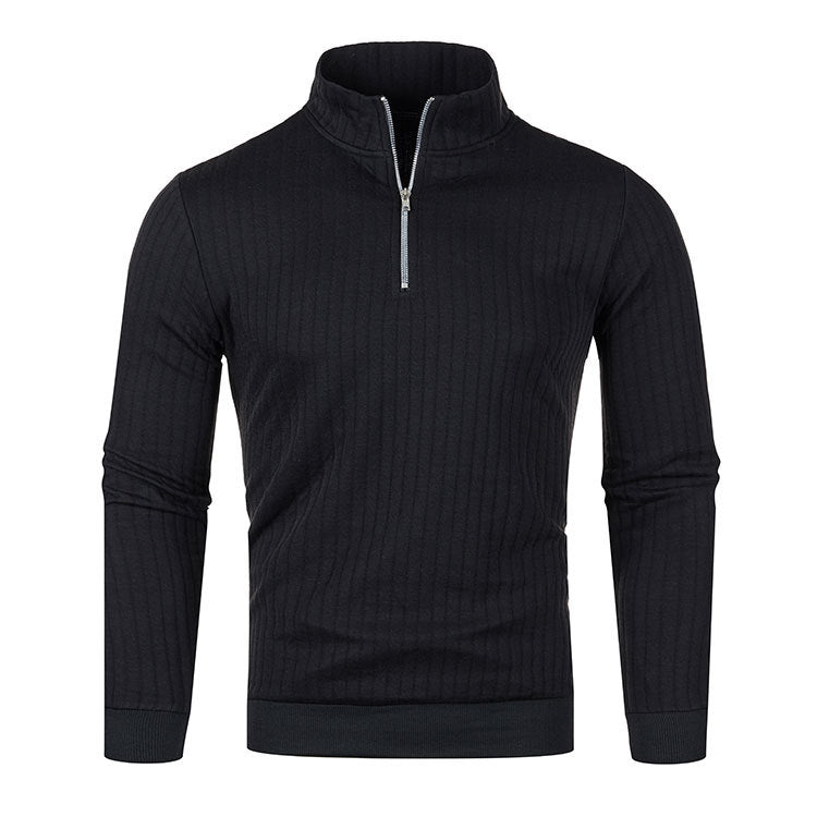 Men's Slim Quarter-Zip Sweater – Soft Knit Stand Collar Pullover