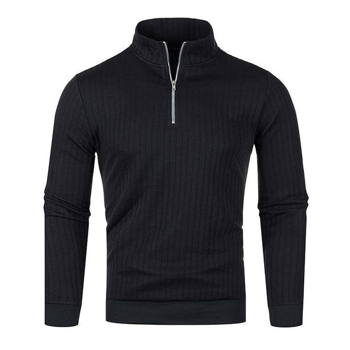 Men's Slim Quarter-Zip Sweater – Soft Knit Stand Collar Pullover