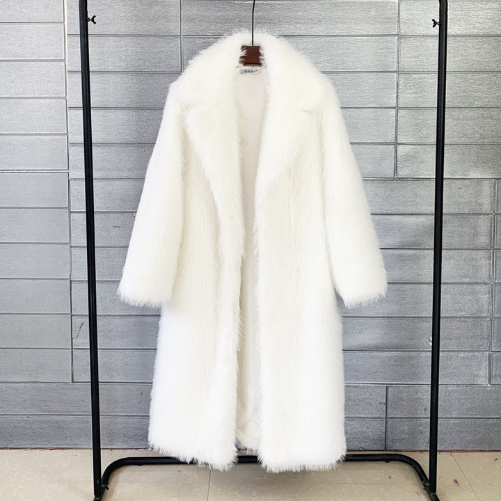 Women's Suit Collar Faux Fur Coat – Relaxed Urban Silhouette