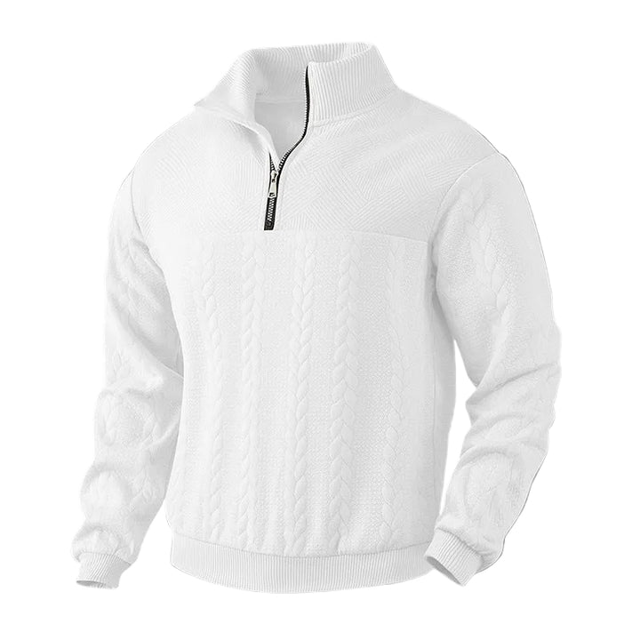 Men's Quarter-Zip Jacquard Hoodie – Relaxed Fit Knit Pullover