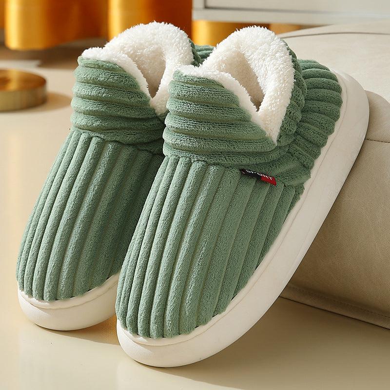 Women's Ribbed Indoor Slipper – Plush Lined, Thick Cushioned Sole