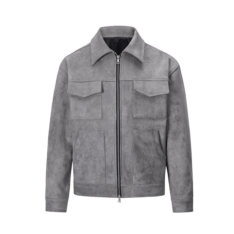 Men's Cotton Zip Jacket – Multi-Pocket Minimalist Design