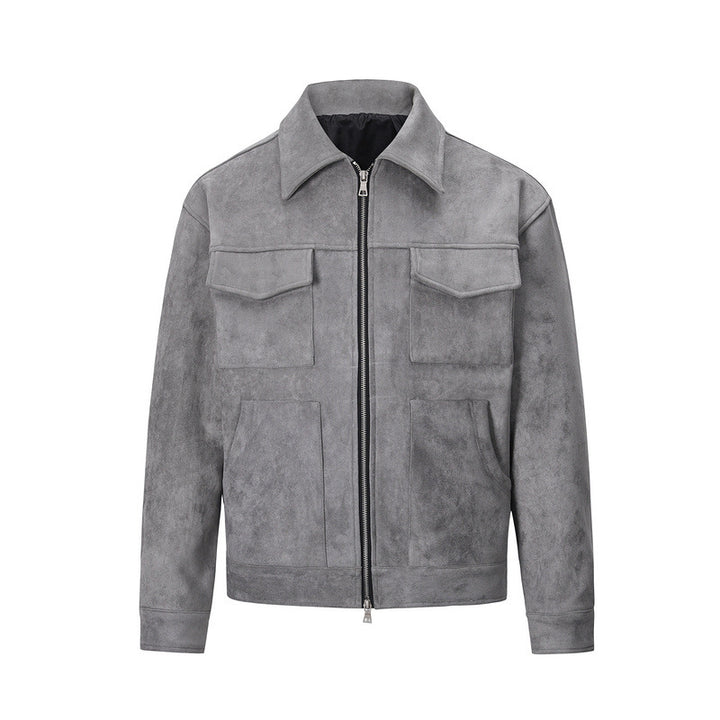 Men's Cotton Zip Jacket – Multi-Pocket Minimalist Design