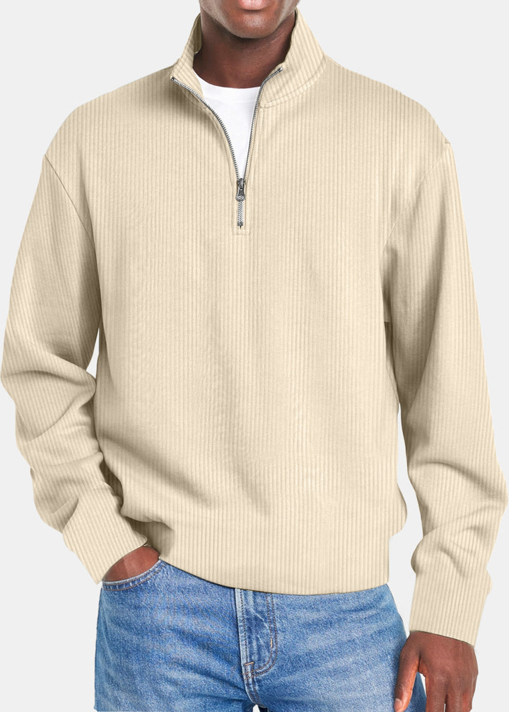 Men's Zipper Sweater - Slim Fit Sporty Knit, Long Sleeve