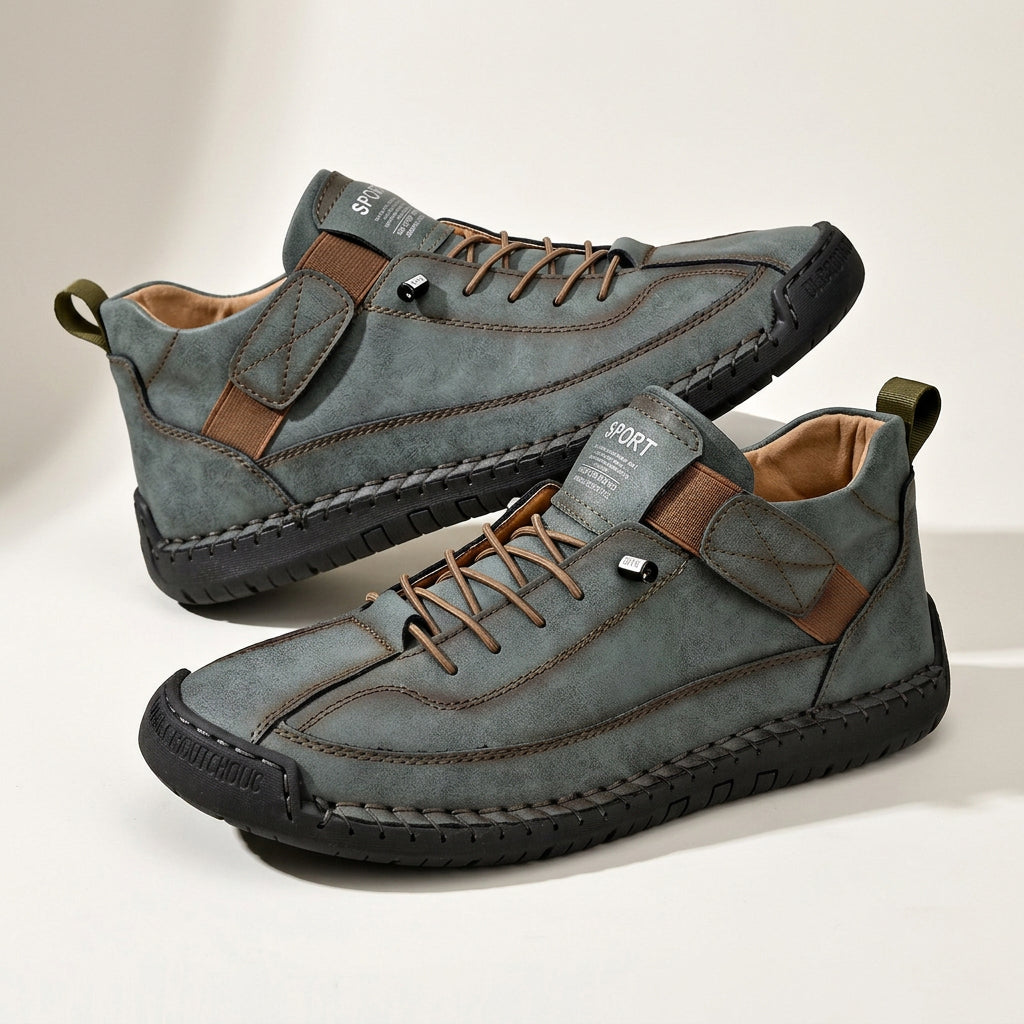 Men's Mid-Top Sneaker – Breathable Textured Upper, Stitched Sole
