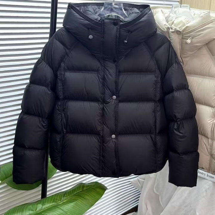 Women's Cropped Puff Jacket – Relaxed Fit Hooded Silhouette
