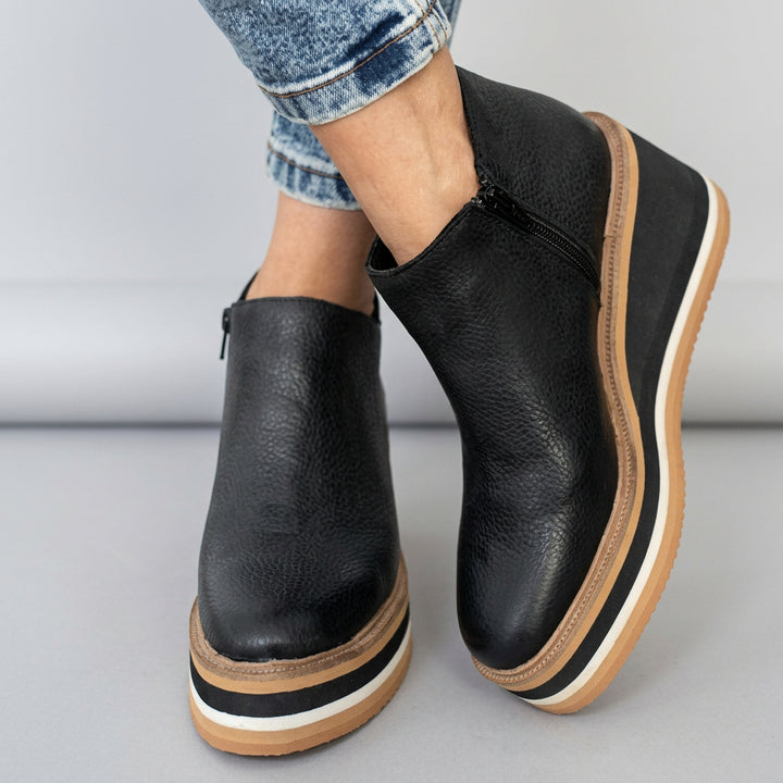 Women's Wedge Ankle Boot – Side Zip, Low Tube Silhouette