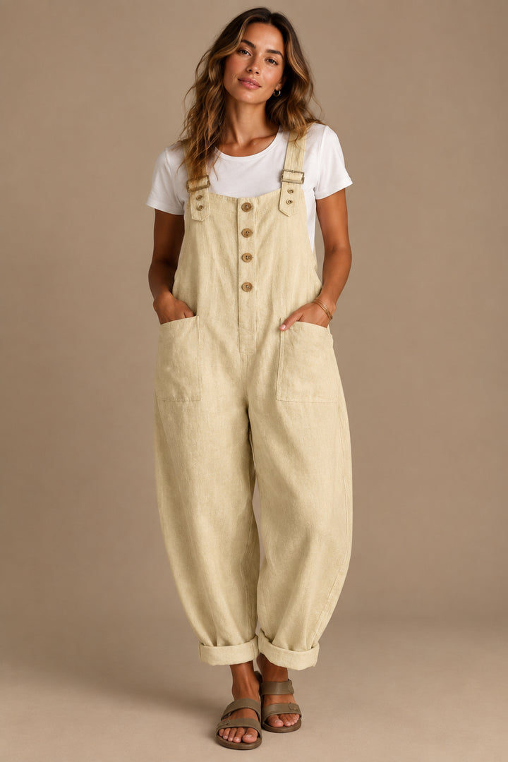 Women's Straight-Leg Overall Jumpsuit – High Waist Minimalist Style