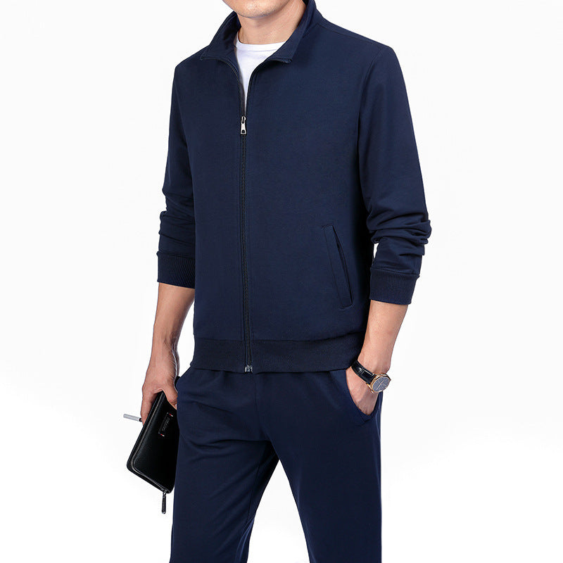 Men's Stand Collar Two Piece Set – Relaxed Zip Cardigan & Jogger