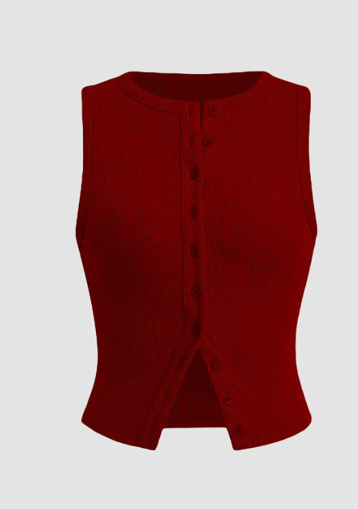Women's Slim Fit Sleeveless Vest – Modern Cropped Cardigan Style
