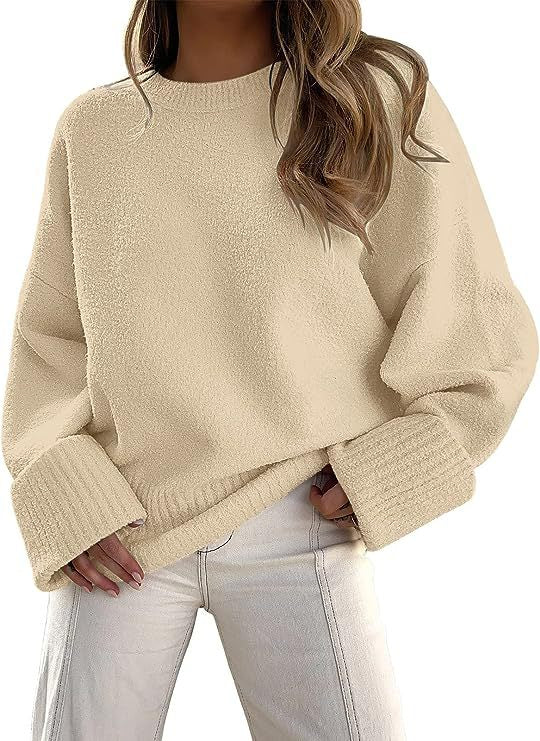 Women's Plush Knit Sweater Top – Relaxed Silhouette, Soft Texture