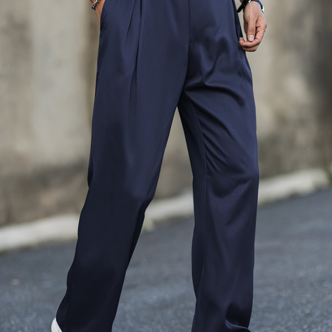 Men's Wide-Leg Cotton Trouser – Relaxed Fit, Stretch Waistband