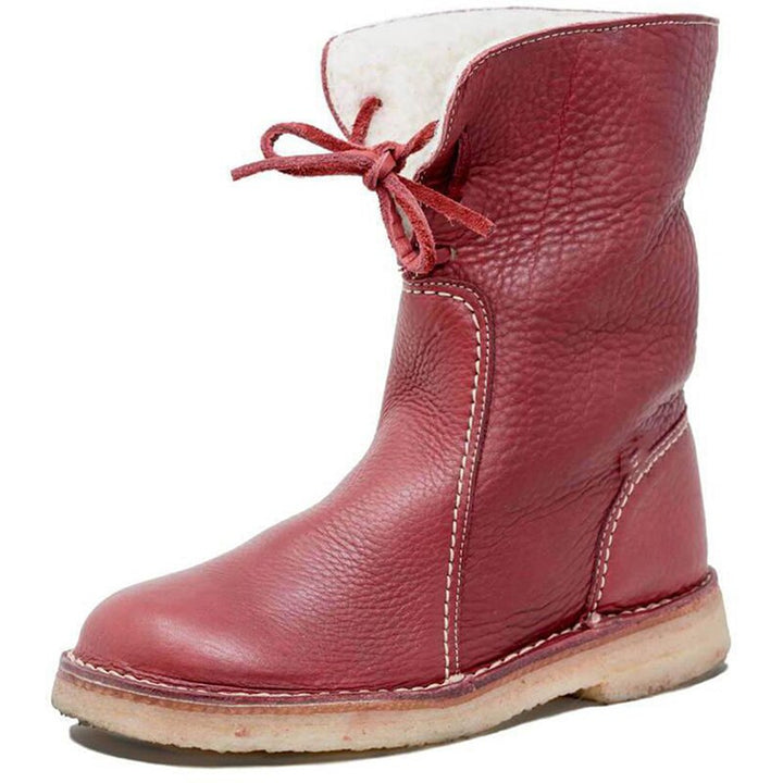Women's Lace-Up Boot – Textured Vegan Leather, Square Heel