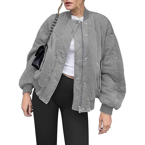 Women's Cotton Jacket – Loose Fit Pilot Baseball Style